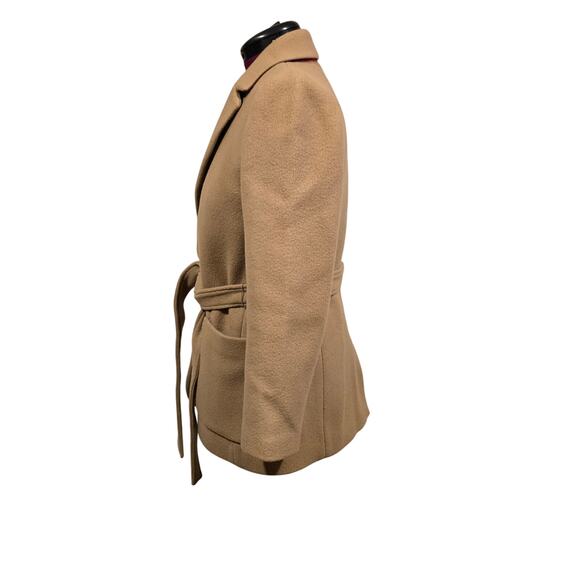 Women's J. Crew Tan Wool Blend Tie Closure Jacket Coat | Size 6 - Picture 2 of 12
